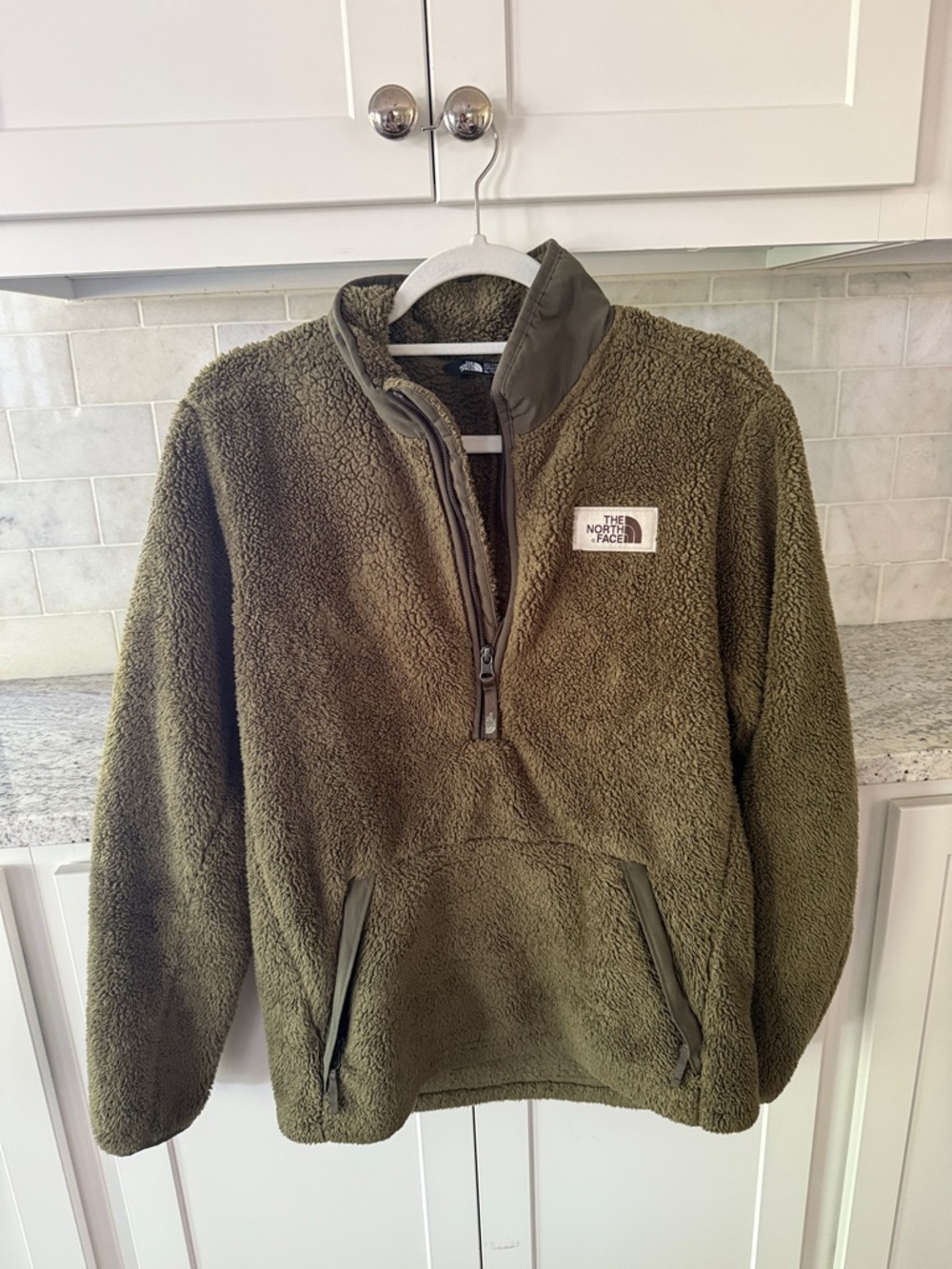 The North Face Olive Green Sherpa Half-Zip Pullover